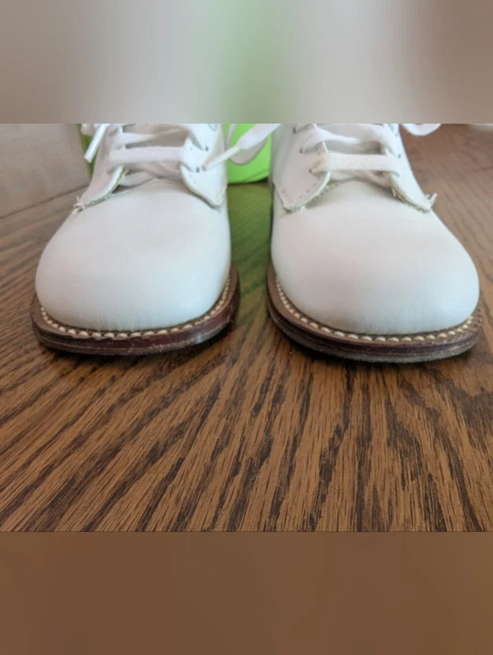 NIB Vintage Young Set White Leather Baby High Top Walkers Size 6.5 D Deadstock